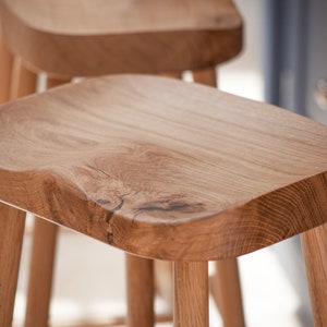 CLASSIC Character Oak Stool / Handmade to any height / Solid Oak Kitchen Island Bar Stool / 2 Seat Sizes Available / UK Handmade