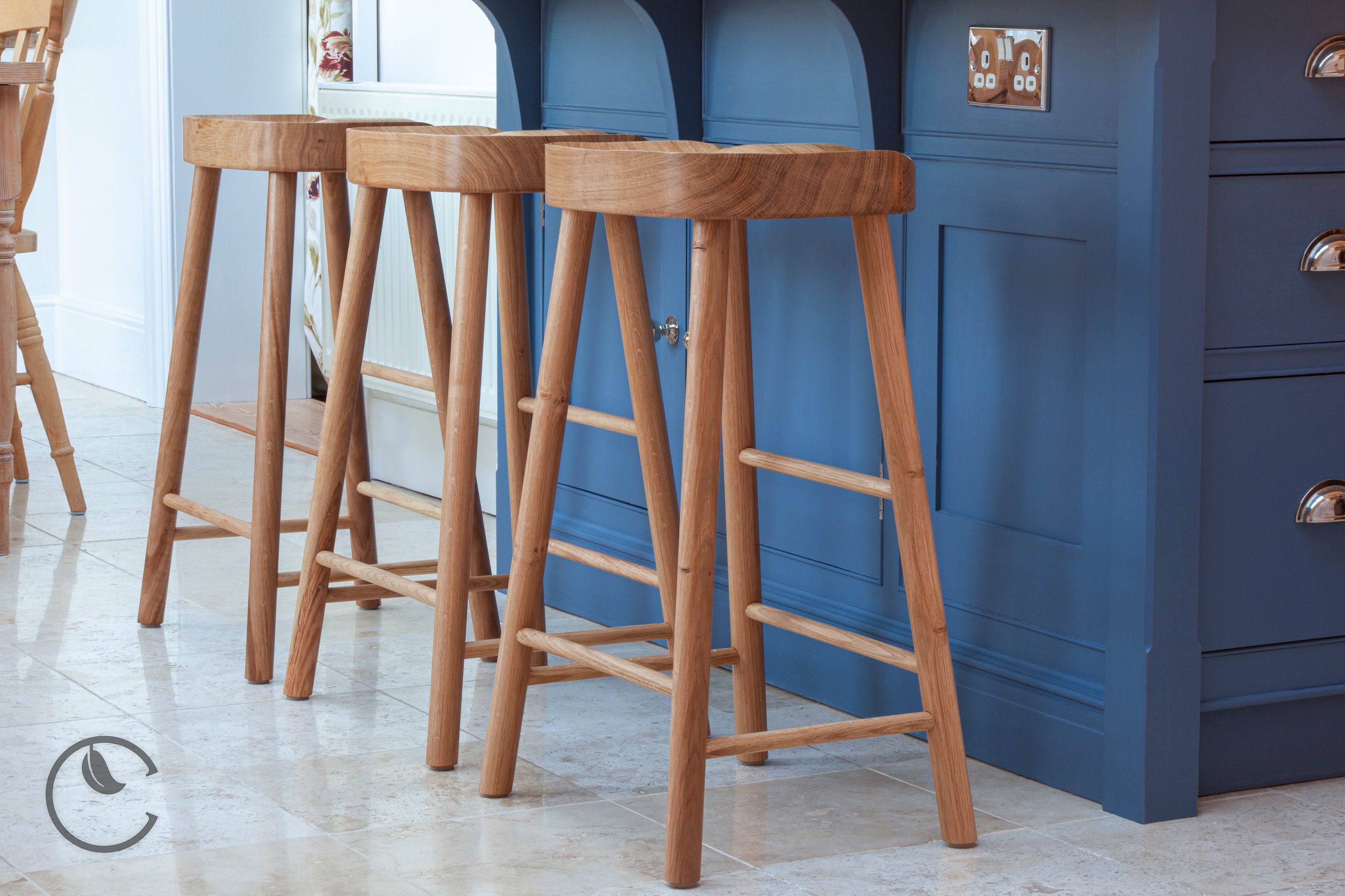 Solid Oak Kitchen Island Stool / LARGE Seat / 2 Sizes Etsy