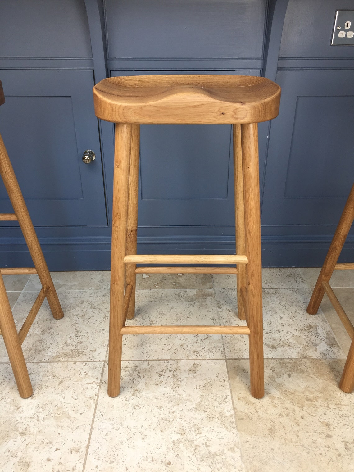 Solid Oak Kitchen Island Stool / MEDIUM Seat / 3 Sizes Etsy