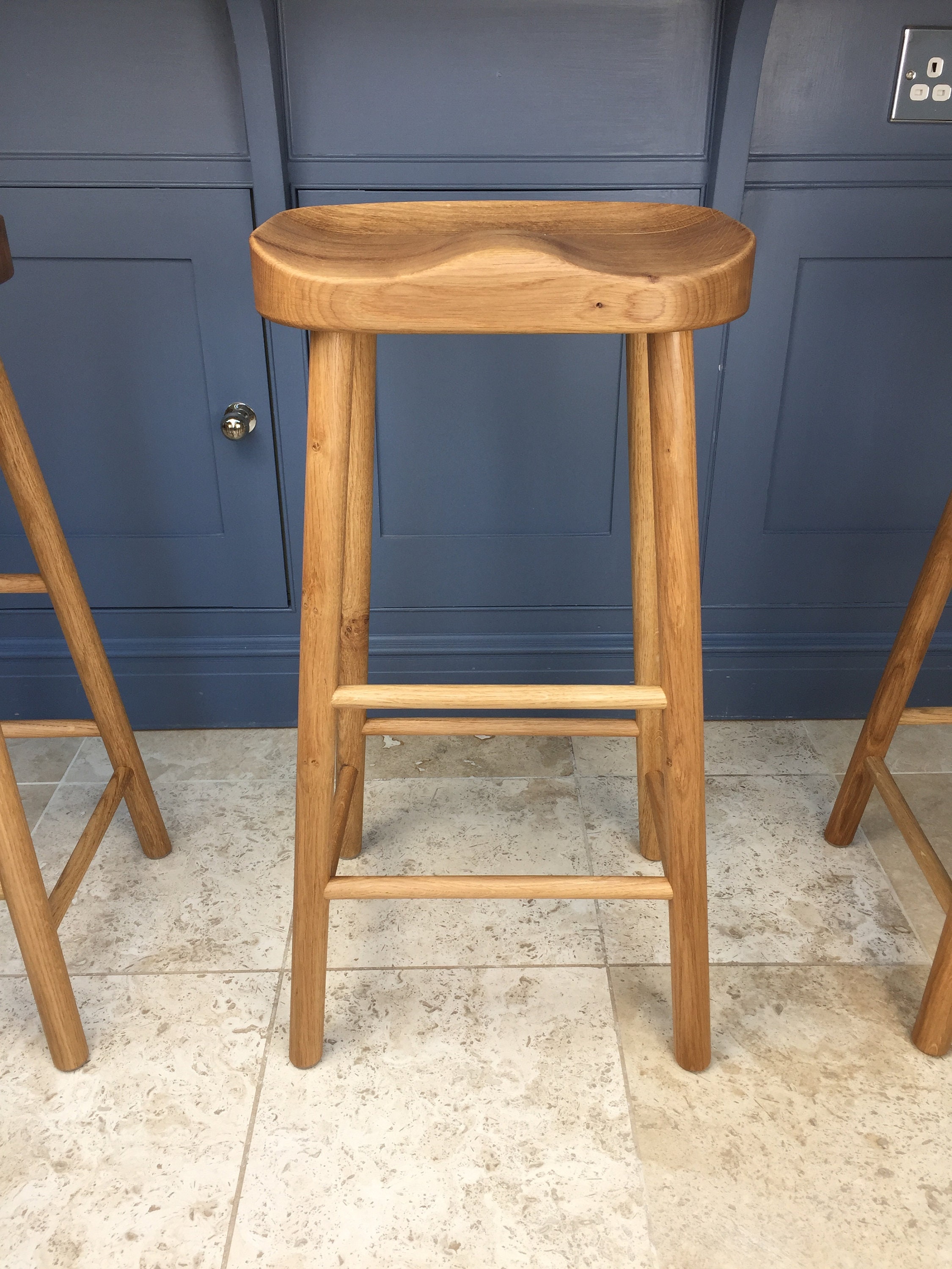 Solid Oak Kitchen Island Stool / MEDIUM Seat / 3 Sizes Etsy