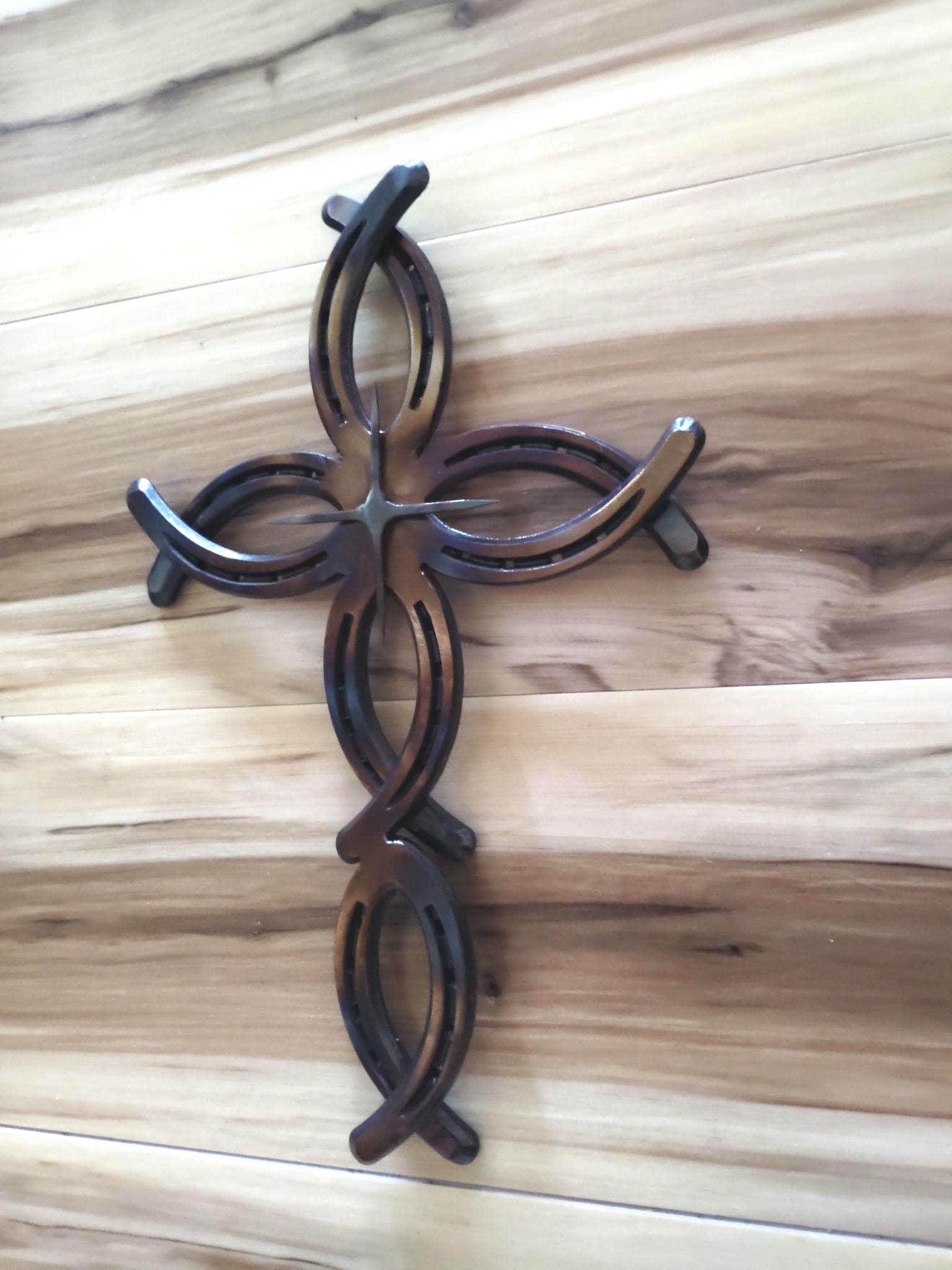 Horseshoe Christian Jesus Fish Cross
