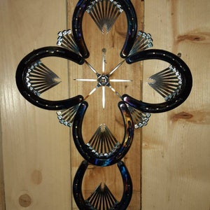 Horseshoe Wall Hanging Cross accented  with horseshoe nails Decor