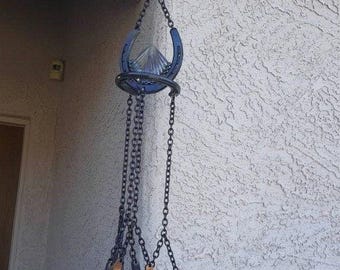 Horseshoe Hanging Wind &quot;UnChime&quot; Accented with Horseshoe Nails