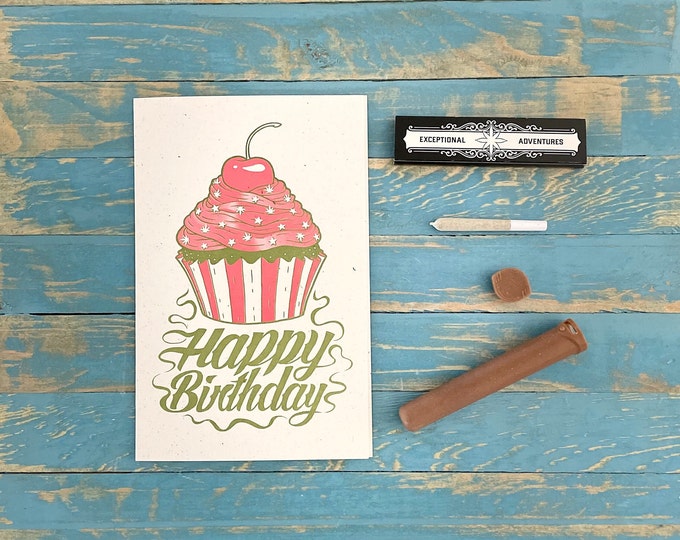 Spliff Card / Birthday CupCake / Cannabis Gifting Card / Rolling Papers / Puff Card / Weed Card / Weed Accessory / Stoner Card