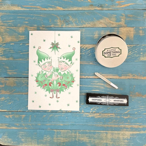 Funny Christmas Card / ELF / Gifting Card / Rolling Tray / Rolling Papers / Puff Card / Weed Card / Weed Accessory / Stoner Card