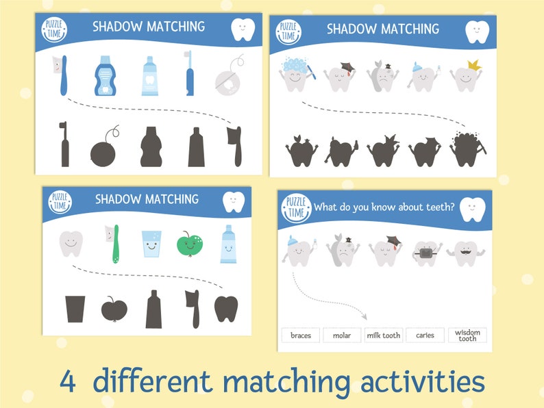 Printable activity Digital game for kids with teeth Tooth | Etsy