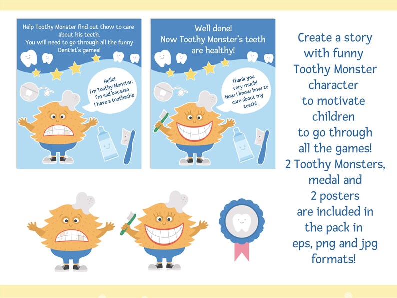 Printable activity Digital game for kids with teeth Tooth | Etsy