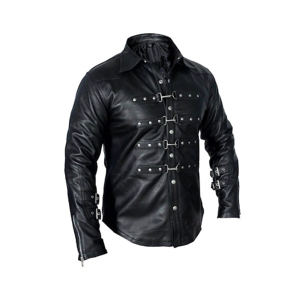 Chemise en cuir faite à la main chemise en cuir de mouton véritable uniforme de Police pour hommes chemise en cuir souple Premium personnalisée pour hommes