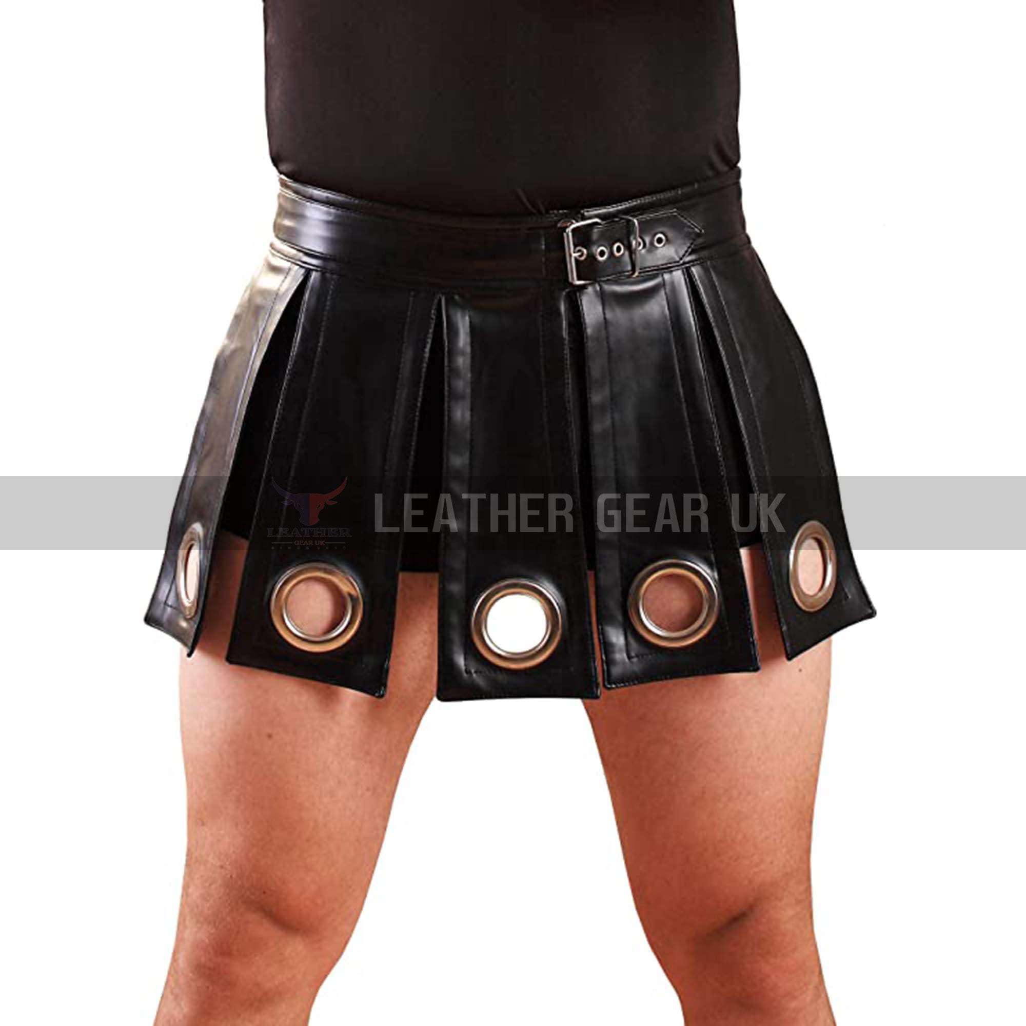 Mens Black Leather Kilt, Handmade Gladiator Larp, Genuine Cow Leather