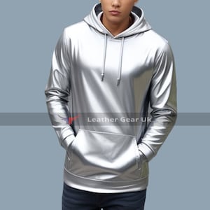 Faux leather hoodie discount