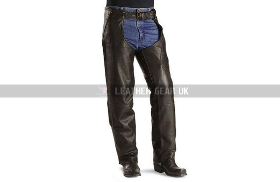 Mens Leather Rider Chaps sheep Leather Biker Chaps real Cow