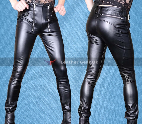 Handmade Leather Pants Men,real Leather Motorcycle Pants,slimfit