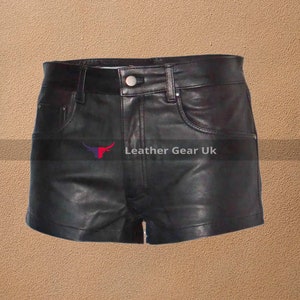 Real Soft Black Leather Mens Biker Shorts, Gay Man Booty Shorts, Mens Fashion Loose Short Shorts, Mens Leather Clothing, Gift For Him