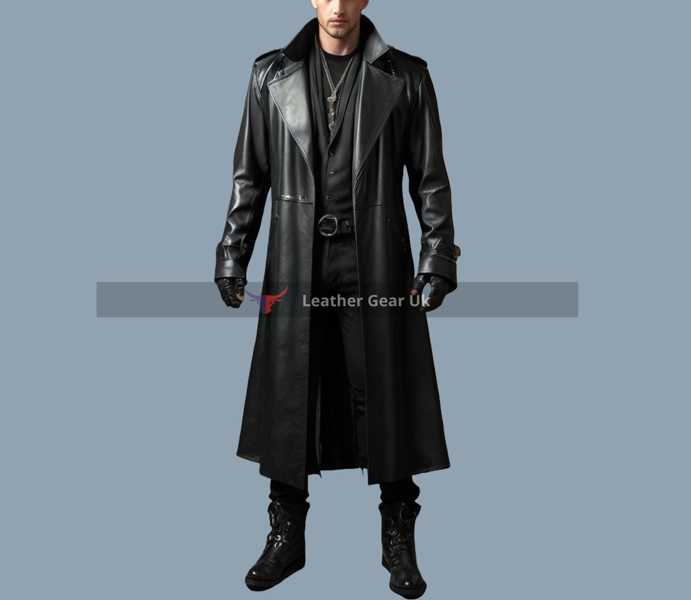 羊革ロングトレンチコートメンズ Sheep Leather Long Trench
