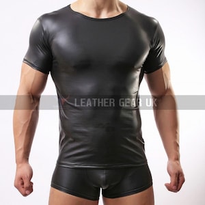 Black Leather Bodybuilder T Shirt Real Cow Leather Gym Shirt - Etsy