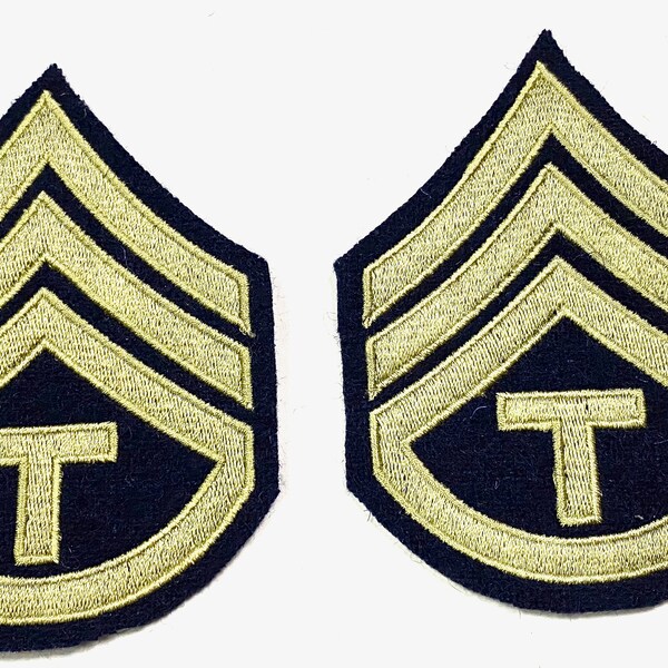 WWII US Army NCO T-6 Tech-Sargeant Jacket Sleeve Rank Insignia Chevrons-
