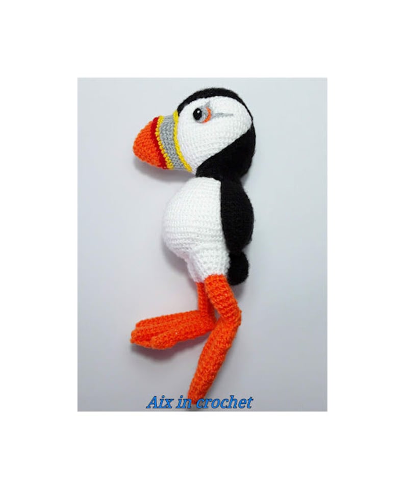 PDF crochet pattern Ollie, the puffin/Patrón en PDF para tejer a crochet Ollie el frailecillo image 4