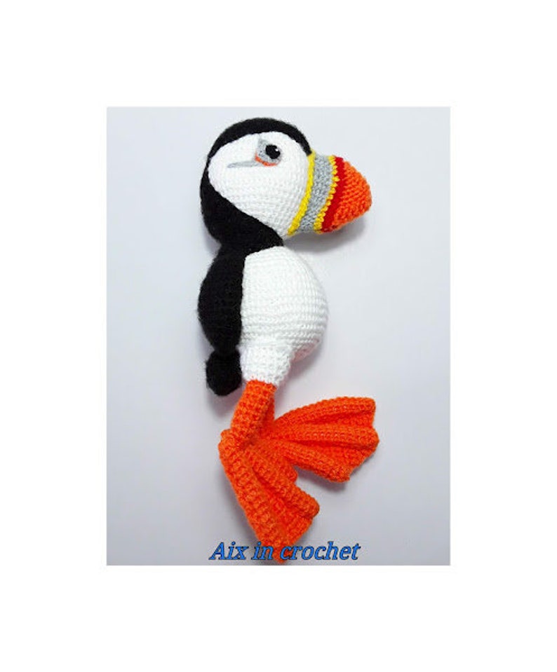 PDF crochet pattern Ollie, the puffin/Patrón en PDF para tejer a crochet Ollie el frailecillo image 3