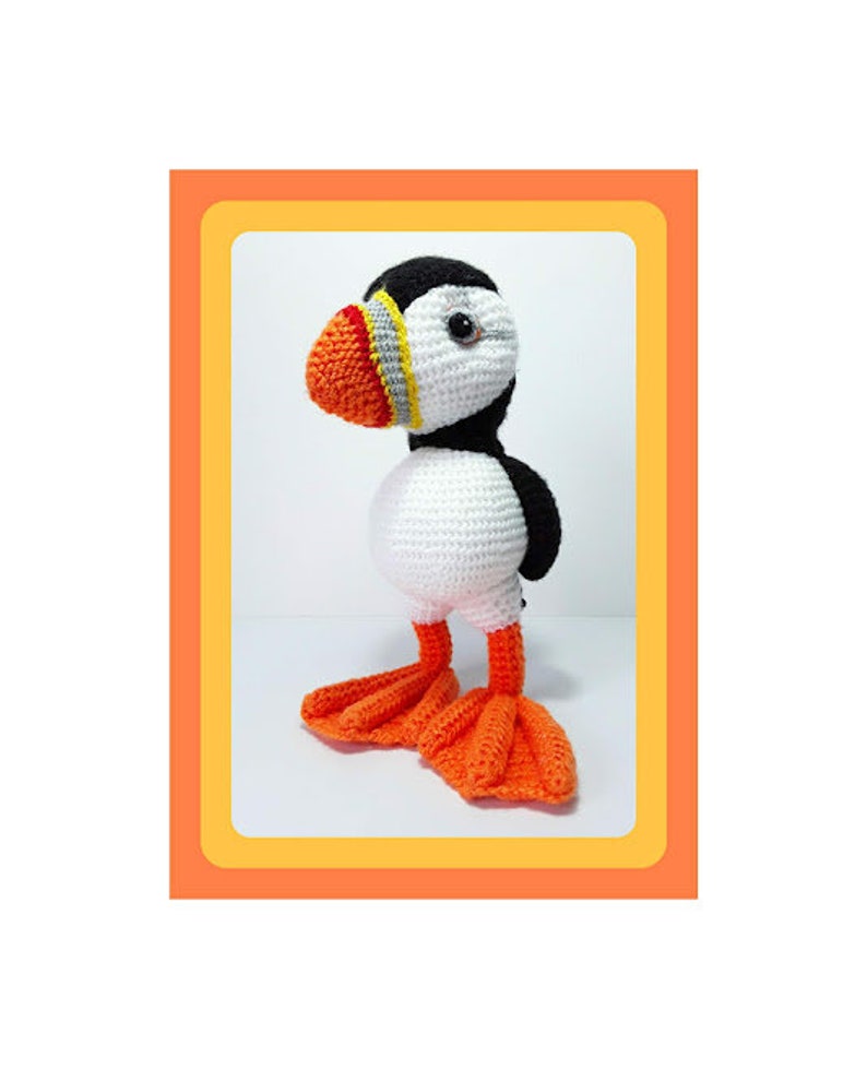 PDF crochet pattern Ollie, the puffin/Patrón en PDF para tejer a crochet Ollie el frailecillo image 1