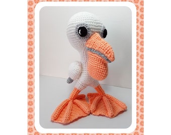 PDF crochet pattern Remy the Pelican / Patrón en PDF para tejer a crochet Remy el Pelícano