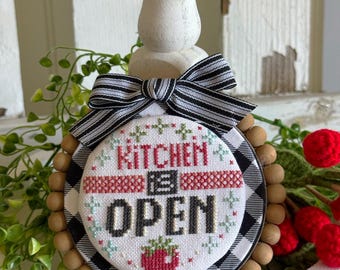Kitchen Is Open with Kitchen is RoundAbout Closed Cross Stitch Chart