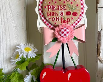 Grille de point de croix Cerise sur le dessus