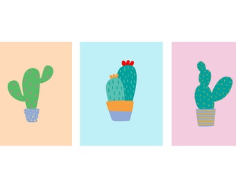 Cactus Plant, Prints Set of Three (3) 8 x 10, 16x20 Printable Digital Prints