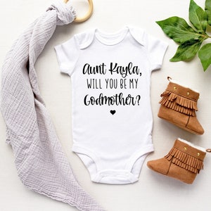 Will you be my Godmother Onesie®, Custom Name, Baby Announcement Onesie®, Cute Godmother Onesie® godmother gift, godparent Onesie®, Aunt