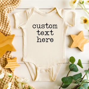 Custom Text Baby Onesie®, Ivory, Natural, Funny Baby Onesie®, Baby Announcement Onesie®, Pregnancy Baby Gift, Surprise, Baby Clothes, Boho
