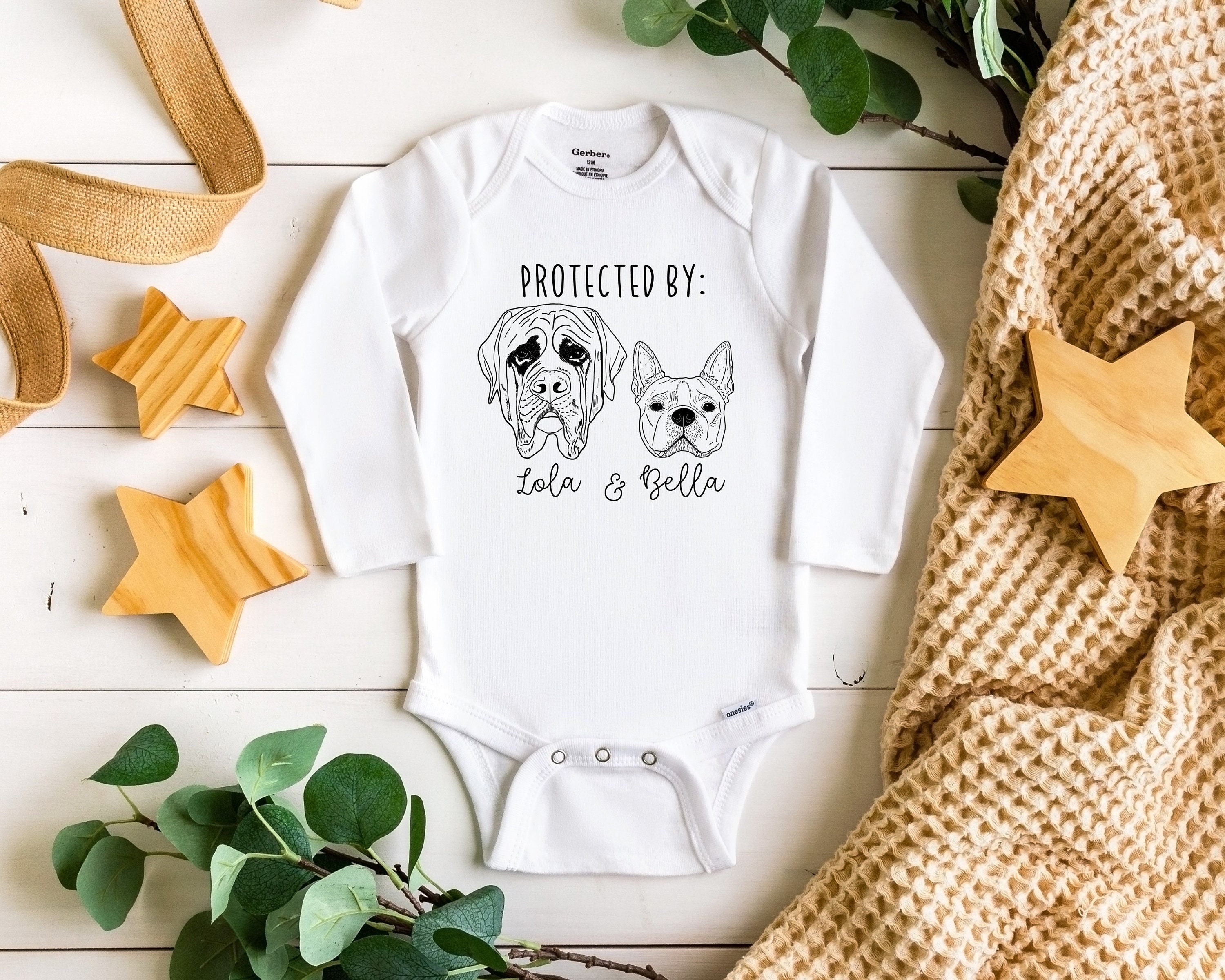 Protected by My Dog Onesie® Custom Dog Onesie Announcement Etsy