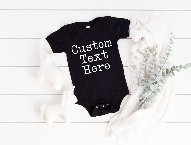 Custom Text Baby Onesie® Black Funny Baby Onesie® Baby Etsy