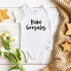 Español Custom Last Name Onesie®, Spanish, Bebé Onesie®, Pregnancy Onesie®, Baby Girl Onesie®, Baby Gift, Baby Boy, Gender Reveal, Surprise