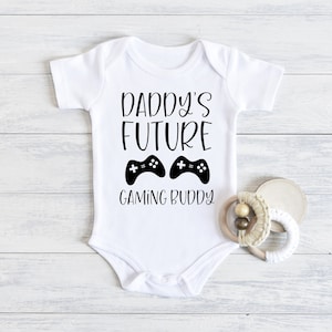 Daddy's future gaming buddy Onesie®, Baby Announcement Onesie®, Baby Gift, Surprise, Video Game, Gamer Onesie®, Baby Reveal, Husband, Daddy