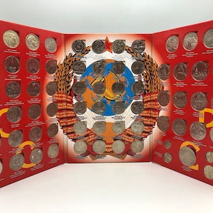 set of 68 commemorative coins ussr original 100% 1, 3, 5 rubles in album 1965-1991 USSR commemorative coins numismatics