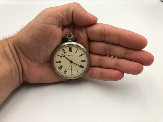 Vintage mechanical pocket watch Molnija Pocket wa… - image 9