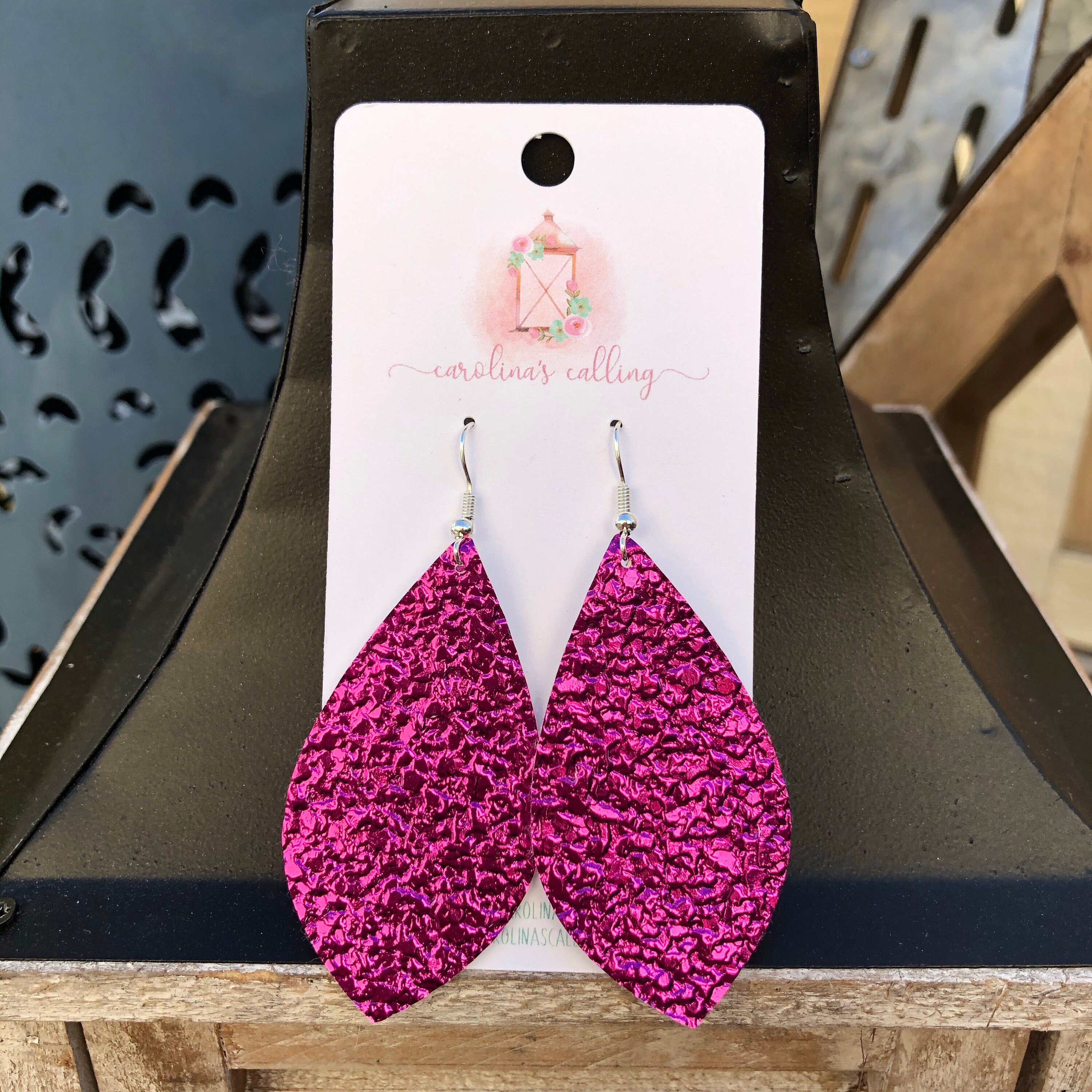Light Pink Glitter Tag Earrings Light Pink Glitter Tag Earrings