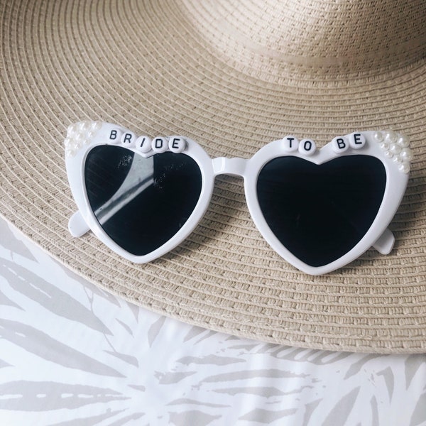 Bride to Be Heart Shaped Sunglasses with Pearls