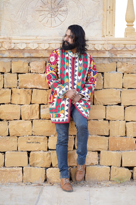 Unisex Banjara Embroidered Jacket: Vintage Boho Mirror Work