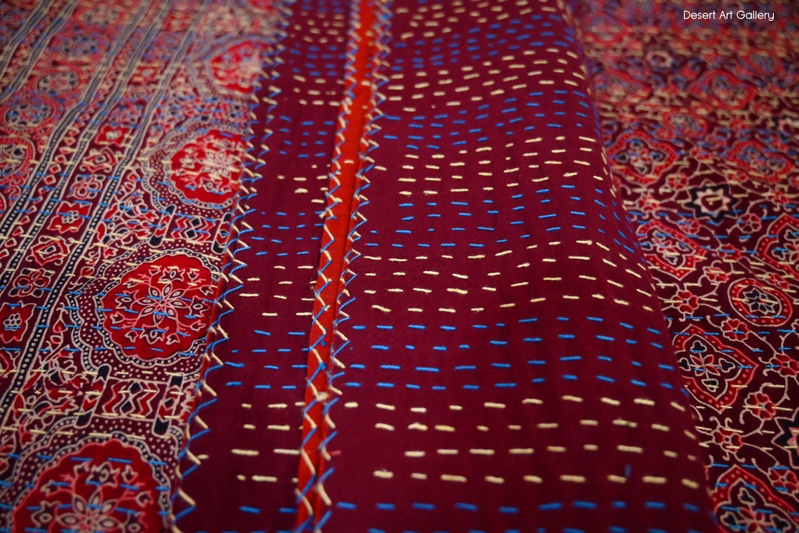 Indian Kantha Quilt Handmade Kantha Throw Couch Cover Etsy