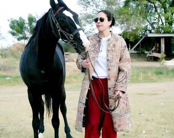 Handmade Vintage Patchwork Long Jacket | Embroidered Tribal Desert Coat