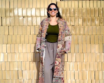 Zari Patchwork Långjacka | Pärlmönster i Tribal Design, Vintagekappa