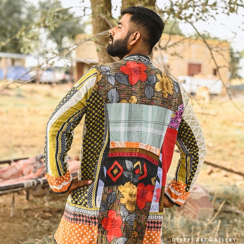 UNISEX Handmade Kantha Work Jacket/ shops Handmade Jacket / Size Large