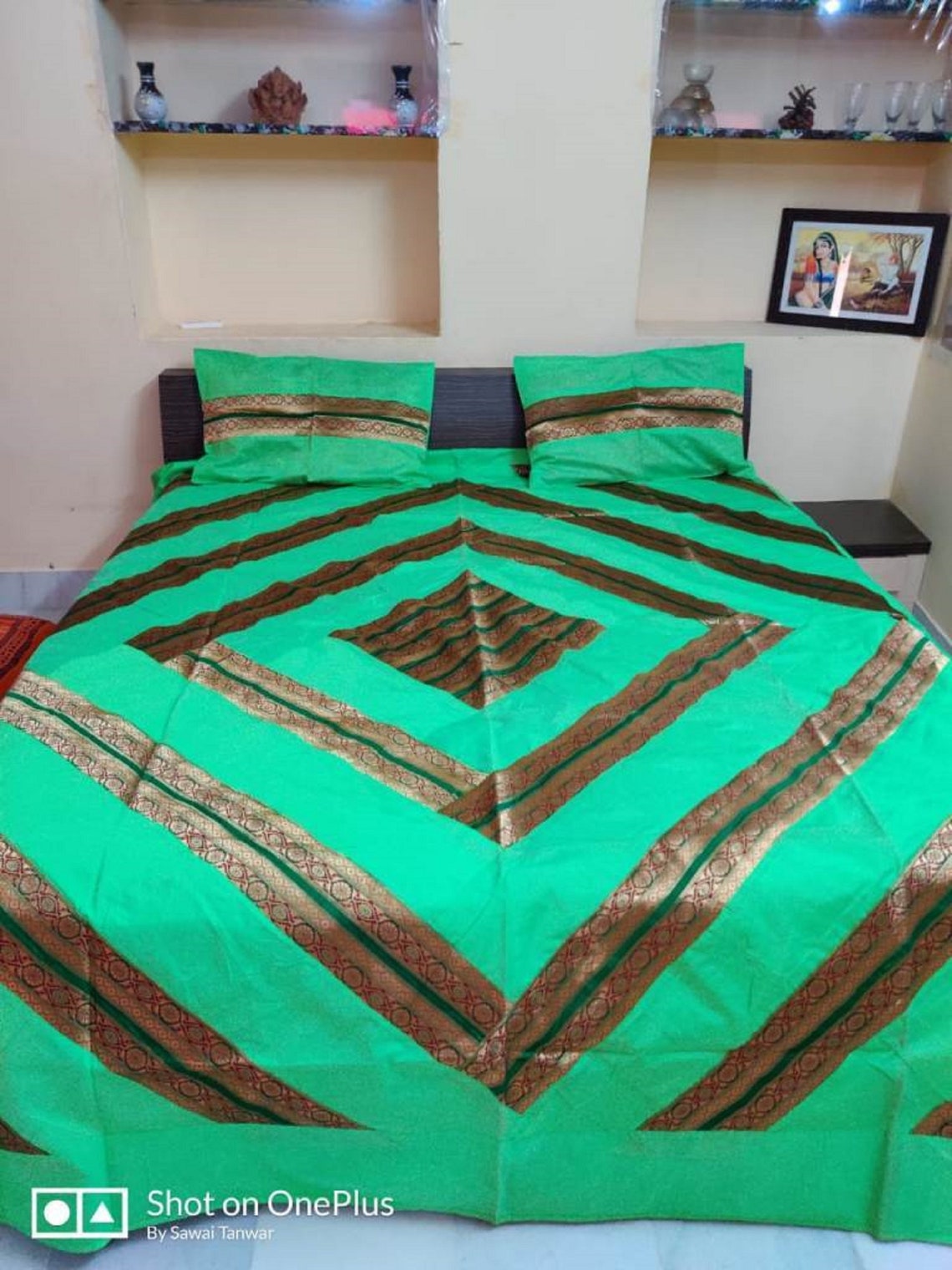 Handmade Silk Embroidered Bedspread Bed cover Bedding Indian | Etsy