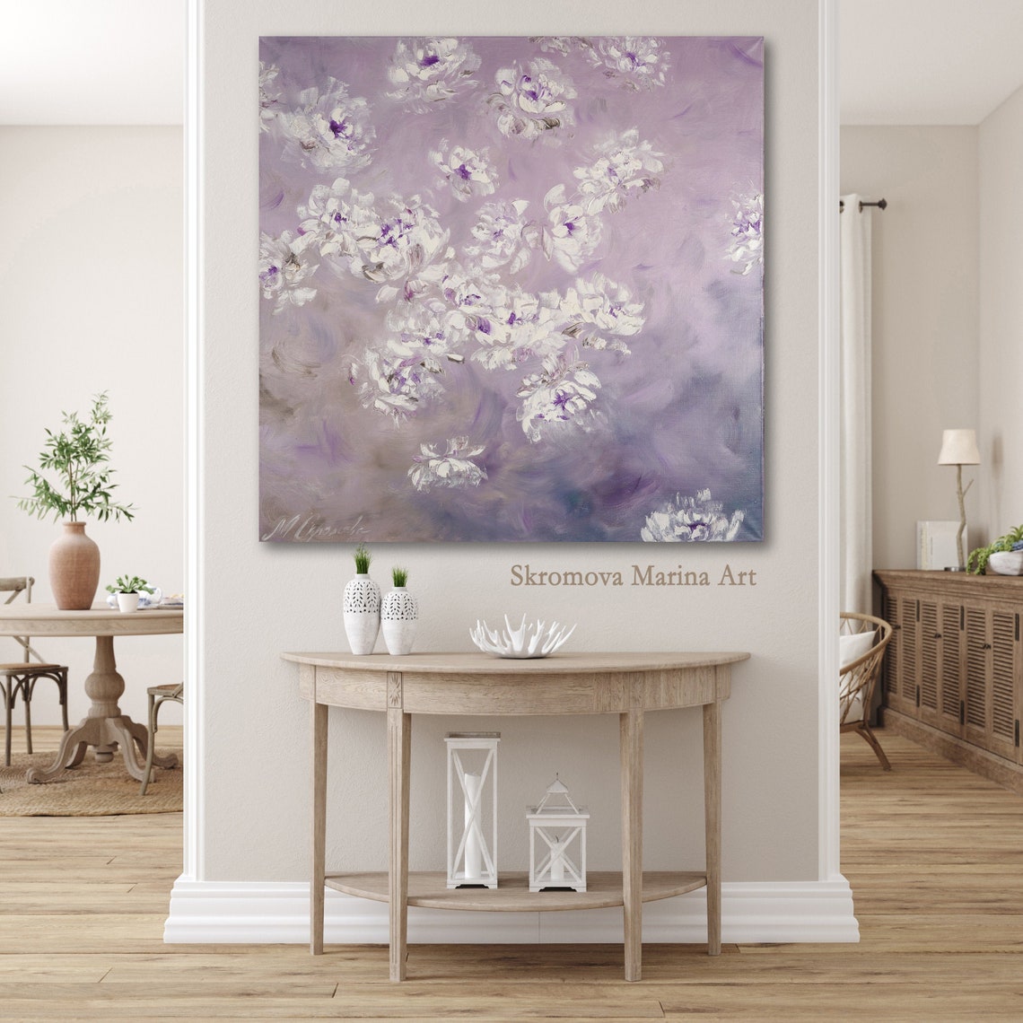 Shabby chic wall art print Lilac floral wall art White Etsy
