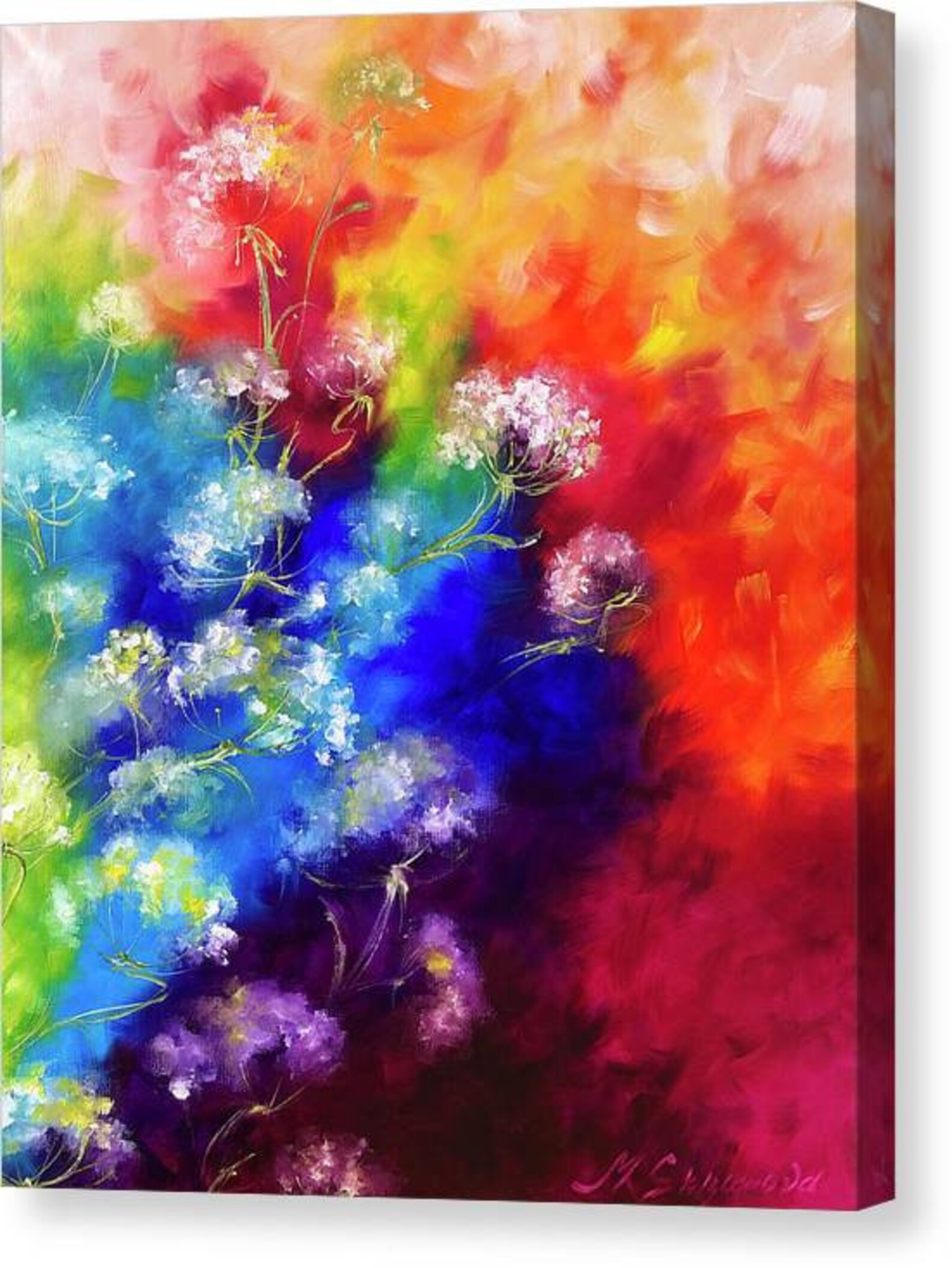 Rainbow floral art painting bright floral wall art floral Etsy