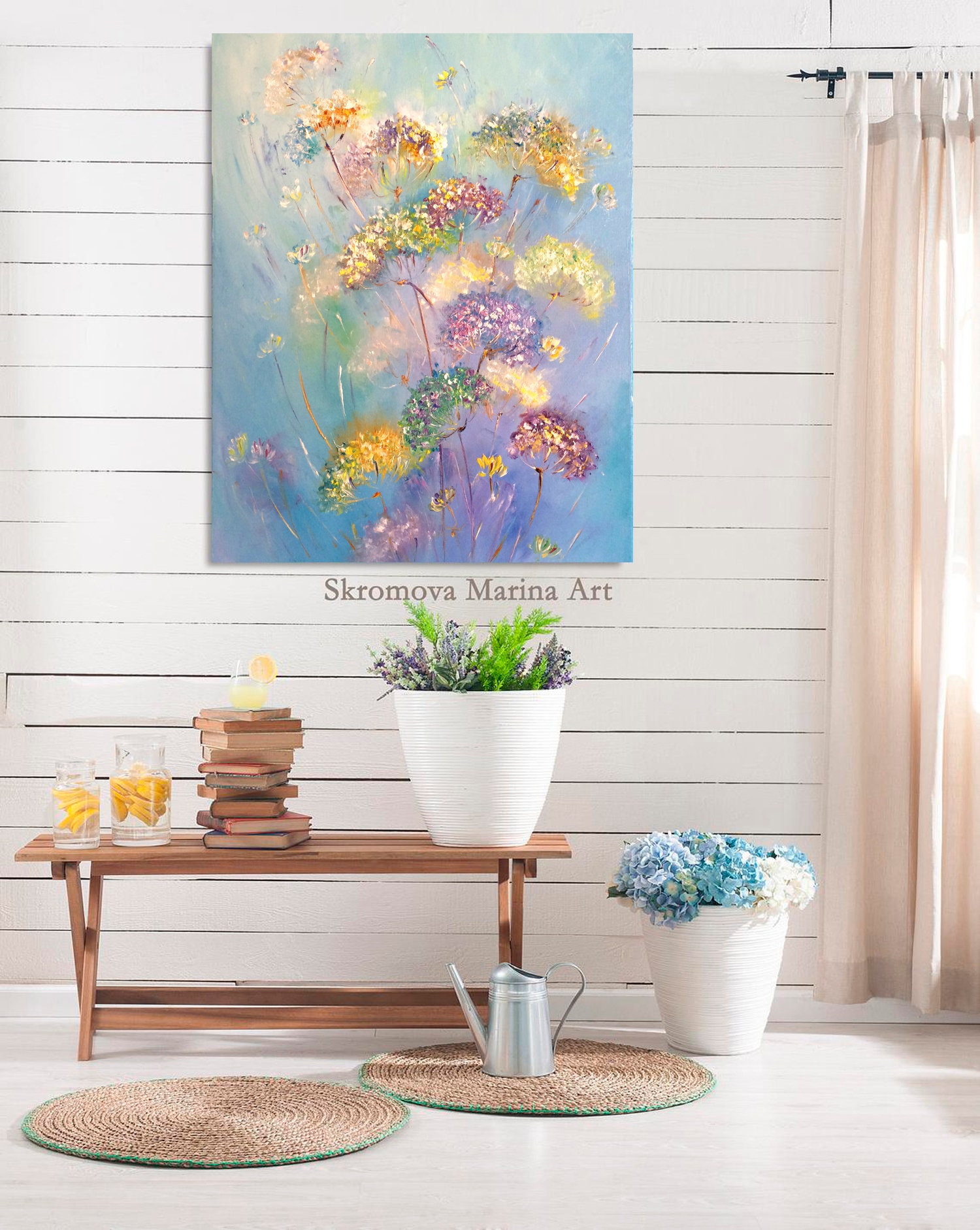 Flower Canvas Wall Art Print Landscape flowers canvas wall | Etsy