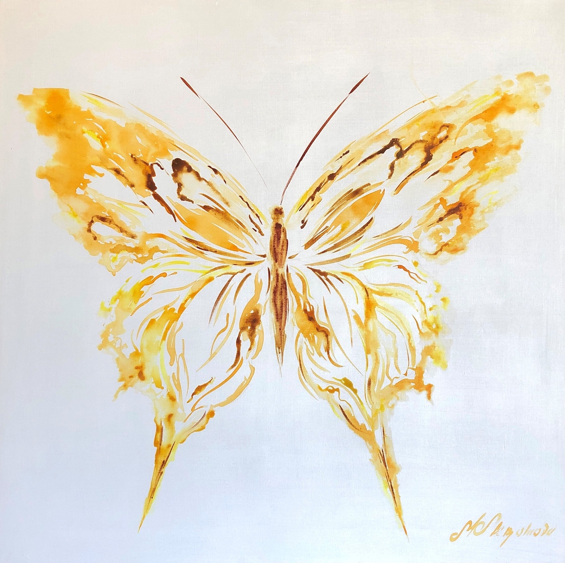 Yellow butterfly wall art yellow watercolor art watercolor Etsy
