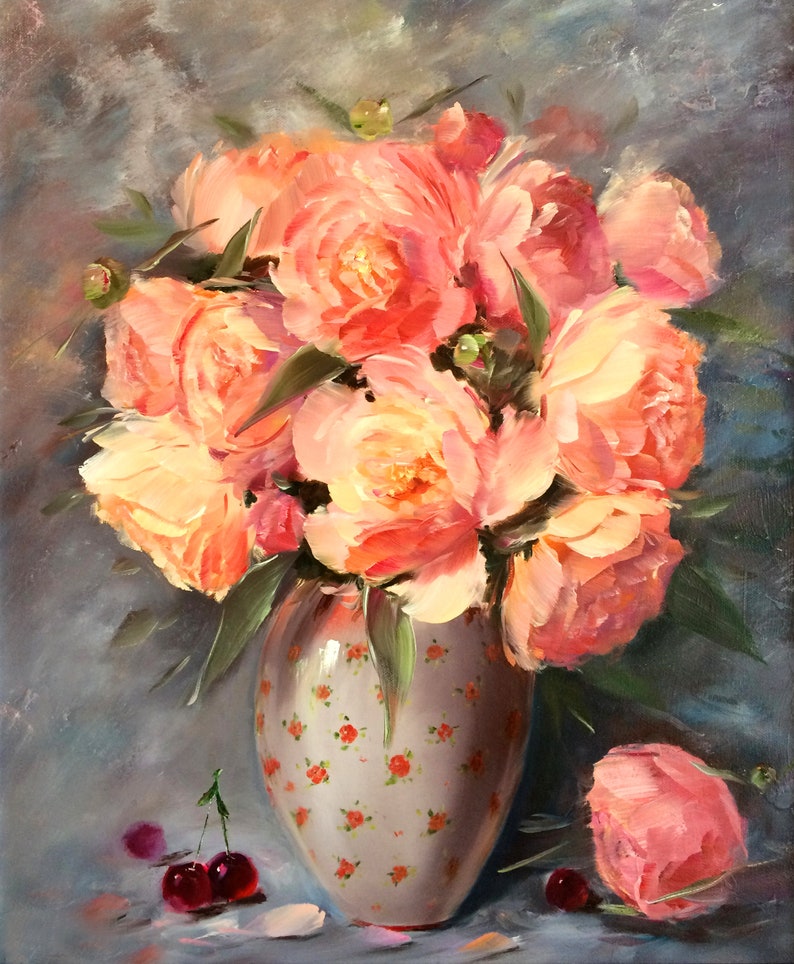 Digital Peonies painting floral wall decor Peony canvas art Digital Print Flower Digital Living room Wall Art Canvas Piones painting
