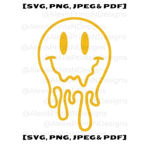 Melting Smiley Face SVG: Drippy Graphic (Digital Download)