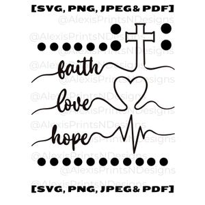 Faith Love Hope gesneden SVG-bestand – christelijk decor 10 x 10" voor Cricut & Silhouette